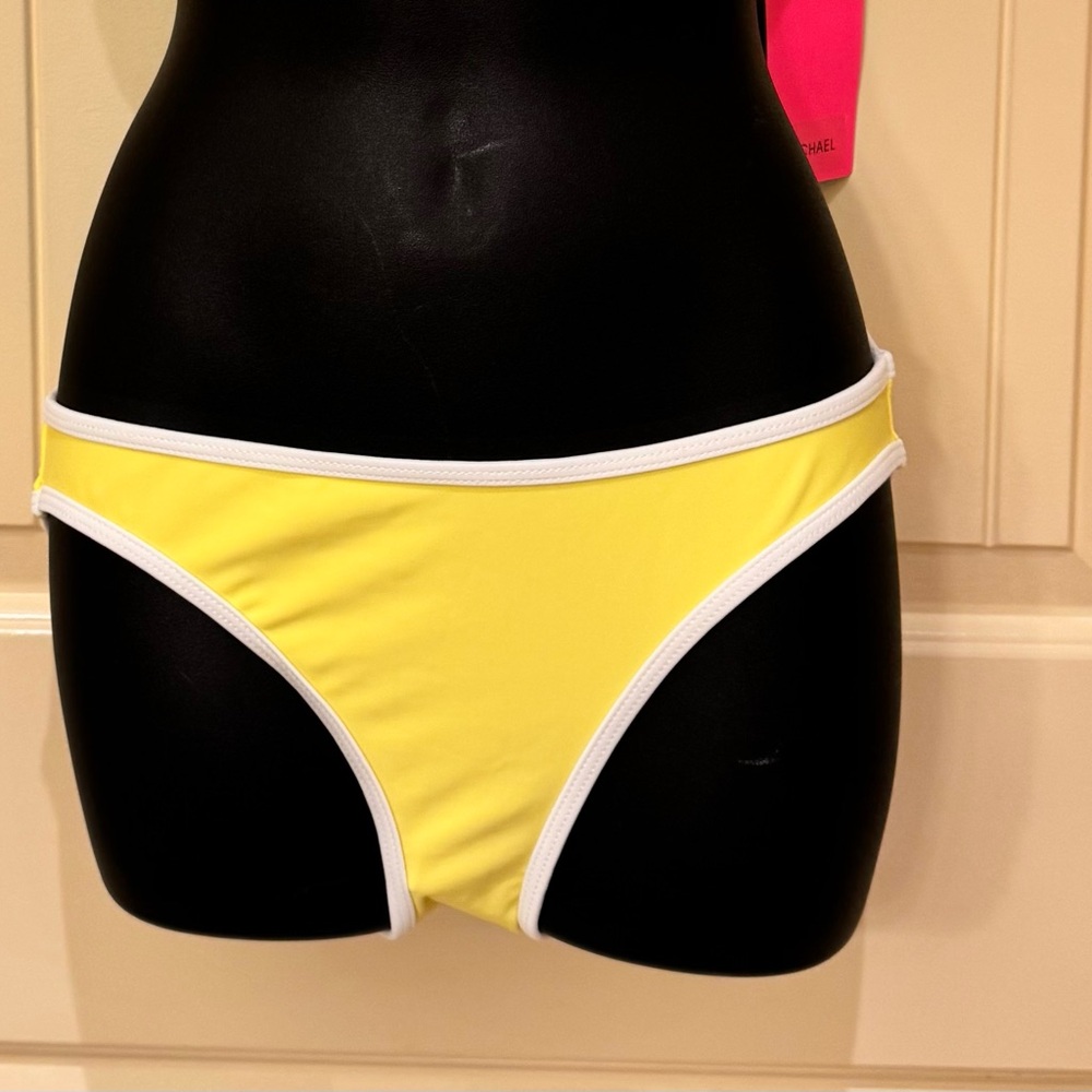 NWT SOUTH BEACH Yellow Bikini Bottom with White Trim SIZE UK 8 USA 4